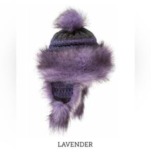 Bajka Style Lavender With Flaps & Pom Poms Winter Hat